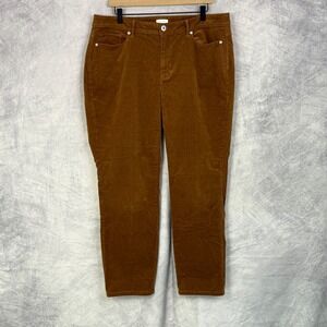 J Jill Corduroy Pants Women Sz 18 Brown Straight Leg preppy academia classic